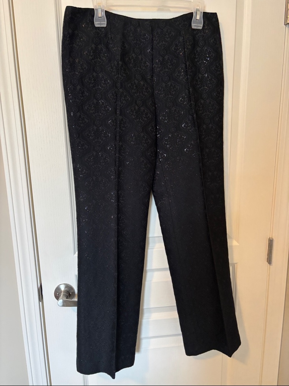 INC Black Embroidered Straight Leg Dress Pants